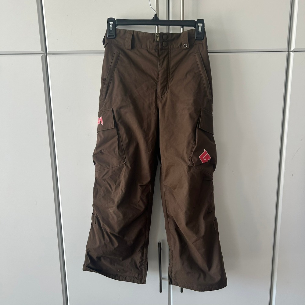 Burton Snowboard Pants Brown Cargo Ski Winter Sports Youth Small S Logo